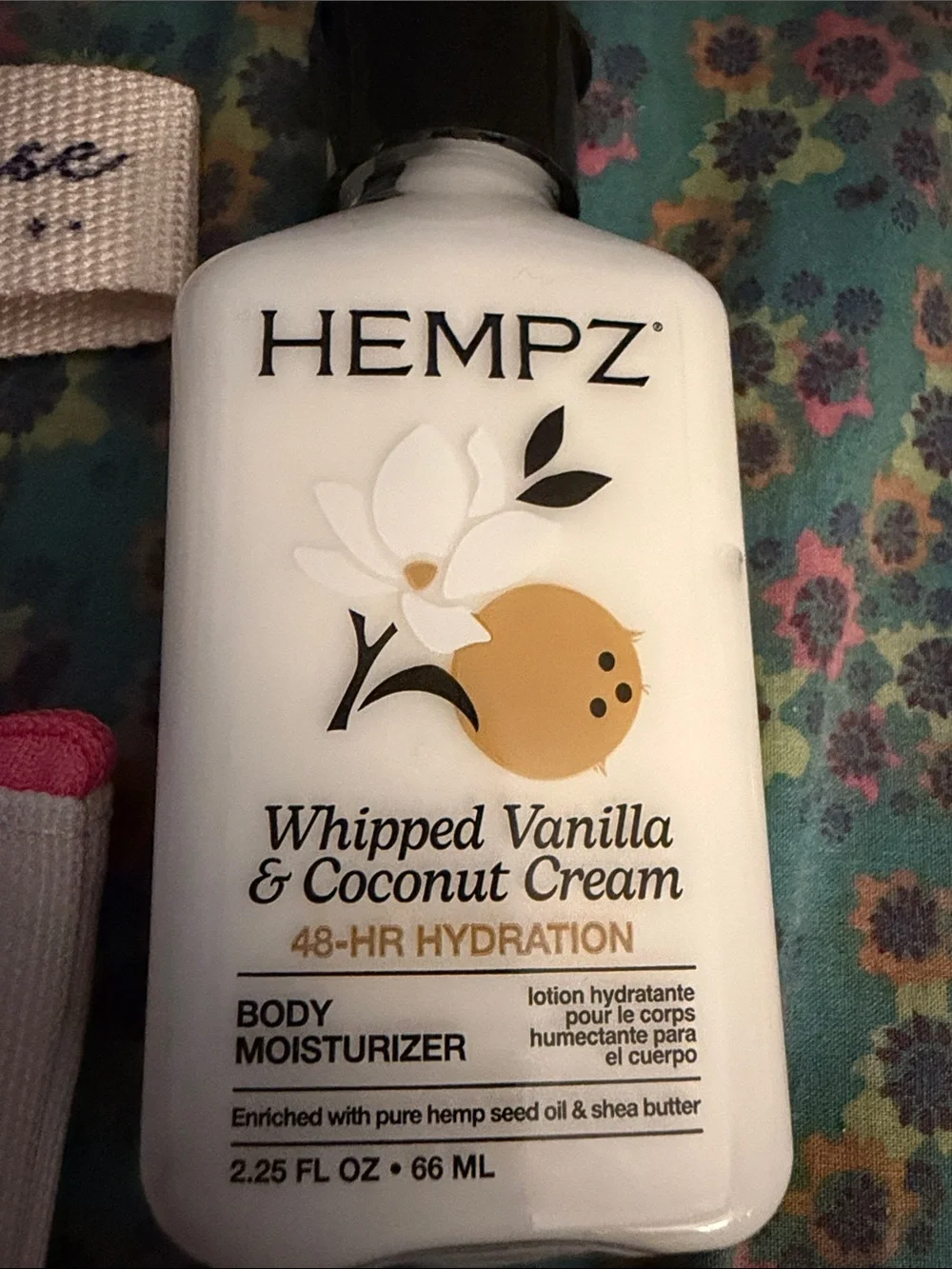 Hempz lotion & Natural Canvas Moth Wristlet Pouch with wristlet strap!